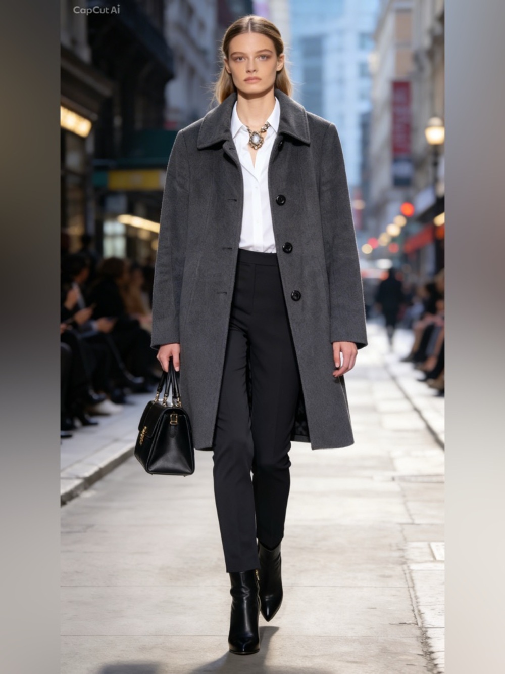 Jones New York charcoal grey wool pea coat size6